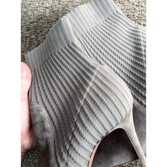 GIANVITO ROSSI taupe gray brown stiletto suede leather pointed Katie sock boots - Picture 7 of 12